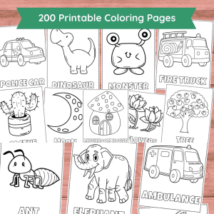 200 Printable Coloring Pages for Kids | Toddler & Preschool Homeschool Activity | 8.5x11 PDF